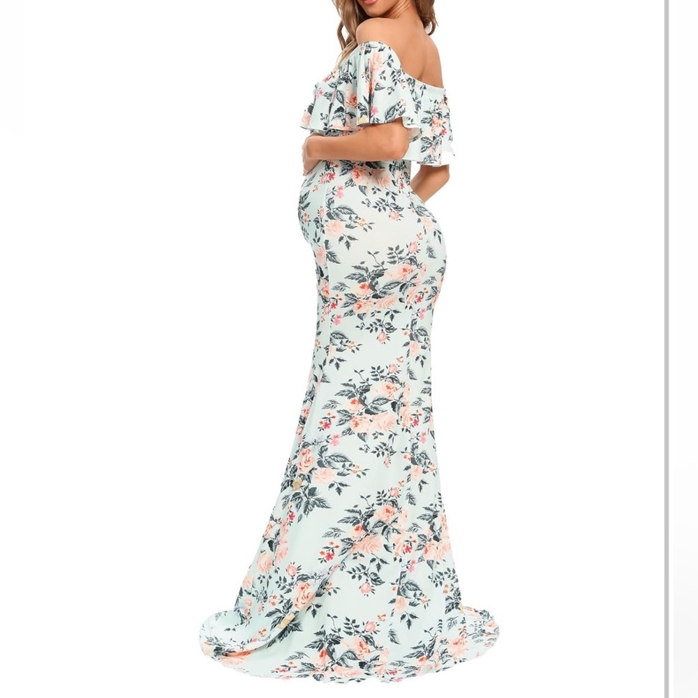 Maternity Gown with Ruffles Maxi for Photoshoot Size Medium